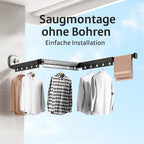 Wall-Mounted Drying Rack No-Drill Suction Foldable Aluminum Arms