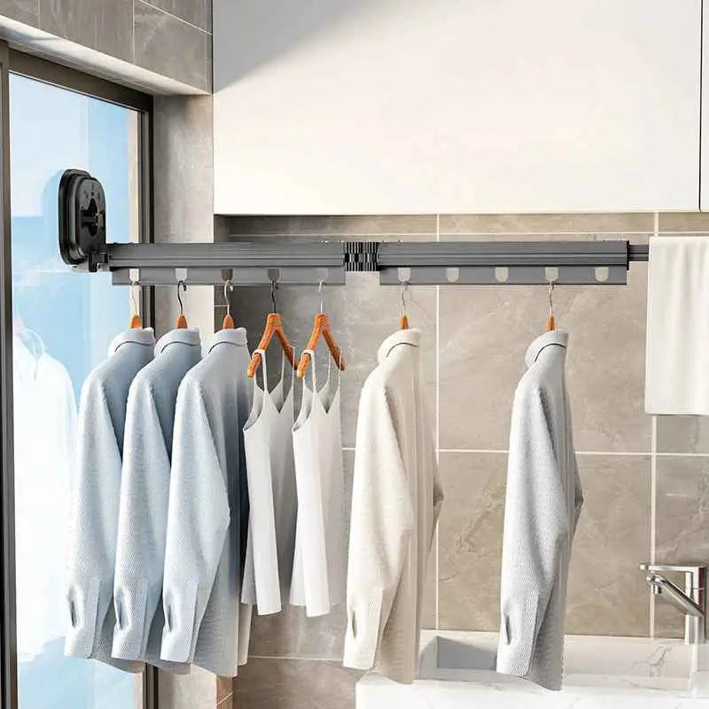 Wall-Mounted Drying Rack No-Drill Suction Foldable Aluminum Arms