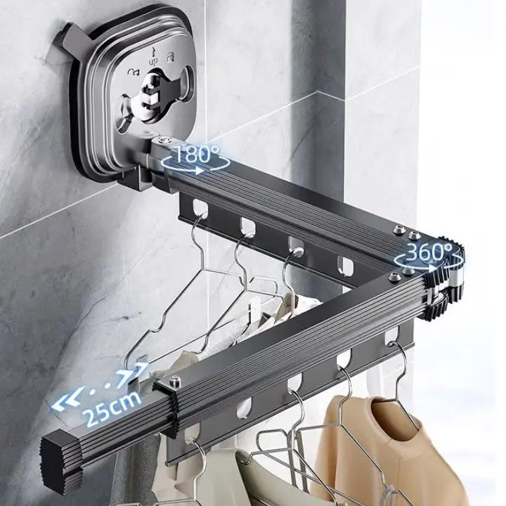 Wall-Mounted Drying Rack No-Drill Suction Foldable Aluminum Arms