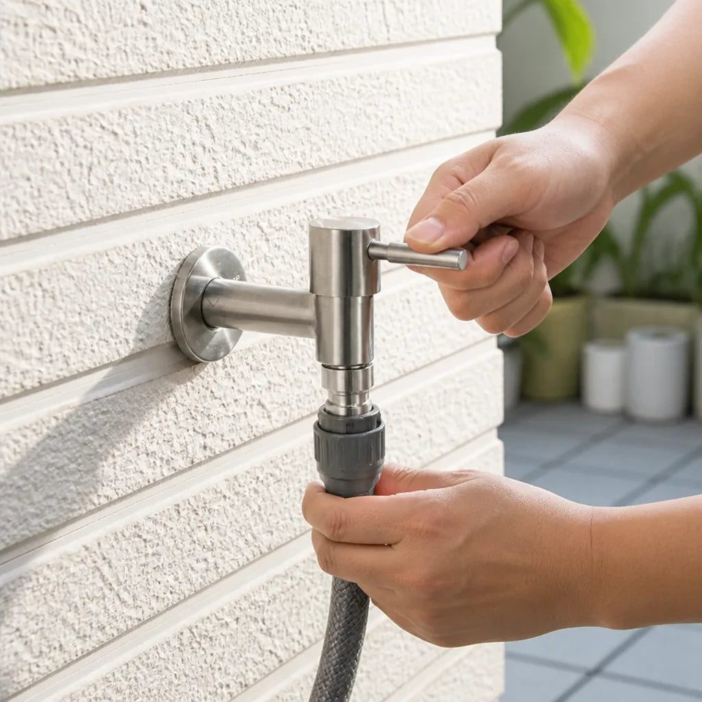 Wall-Mounted Faucet Stainless Steel G1/2 & Integrated Hose