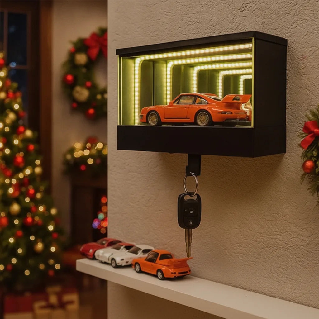 Wall-Mounted Key Holder Infinity Mirror & LED Lighting