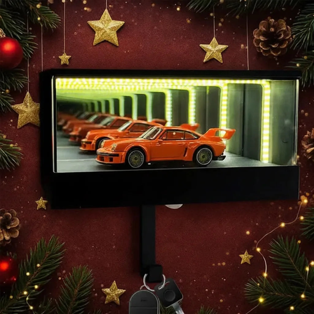 Wall-Mounted Key Holder Infinity Mirror & LED Lighting