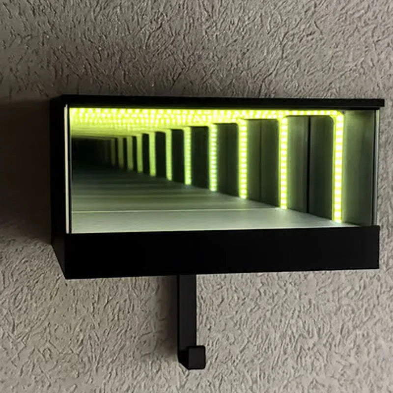 Wall-Mounted Key Holder Infinity Mirror & LED Lighting