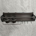 Wall-Mounted Kitchen Organizer Shelf Multi-Layer Hooks Space-Saving