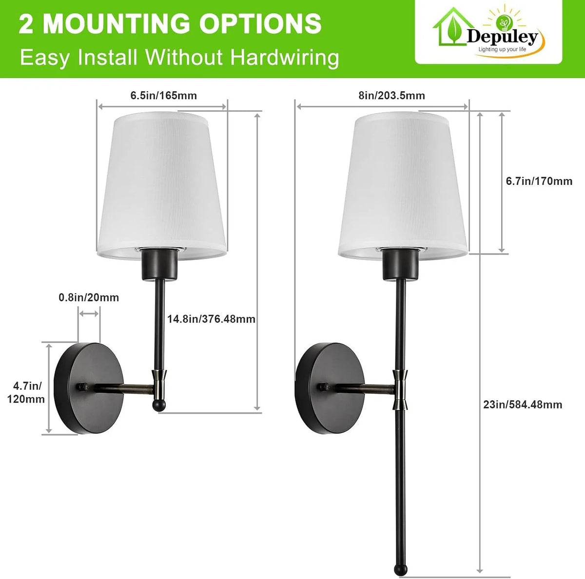 Wall Sconce Iron Frame Cream Shade Rechargeable or Wired