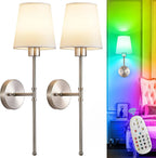 Wall Sconce Iron Frame Cream Shade Rechargeable or Wired