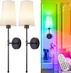 Wall Sconce Iron Frame Cream Shade Rechargeable or Wired