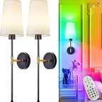 Wall Sconce Iron Frame Cream Shade Rechargeable or Wired
