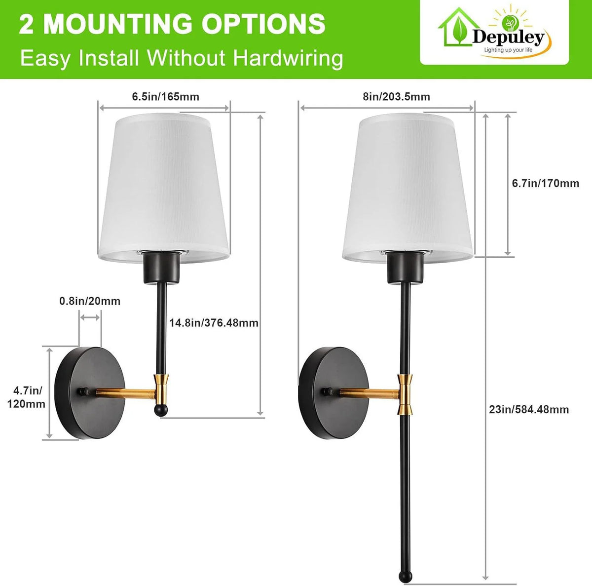 Wall Sconce Iron Frame Cream Shade Rechargeable or Wired
