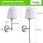 Wall Sconce Iron Frame Cream Shade Rechargeable or Wired