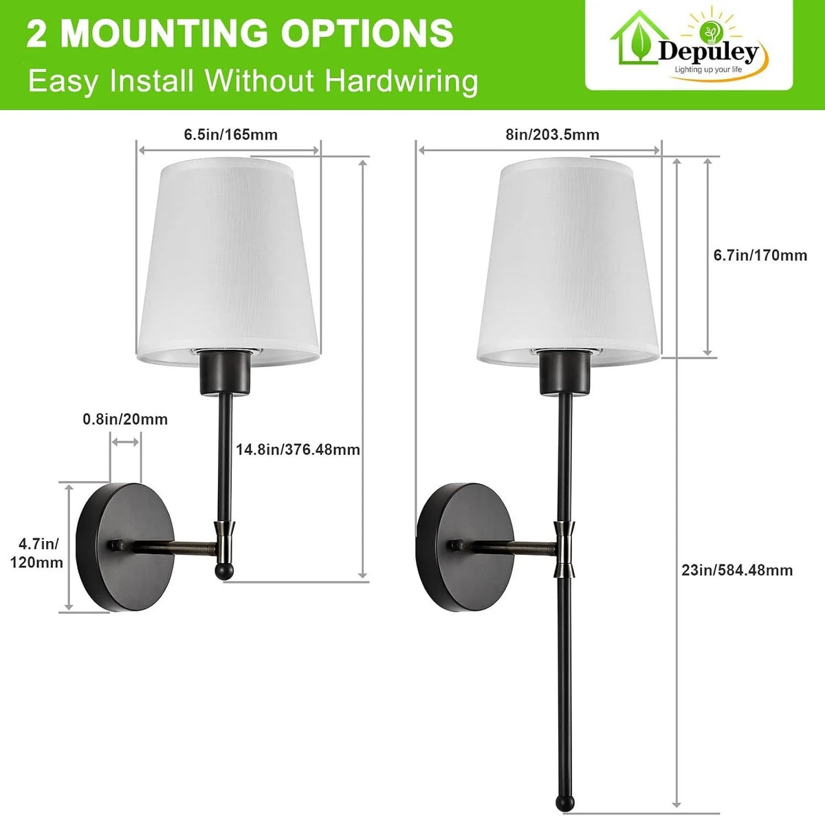 Wall Sconce Iron Frame Cream Shade Rechargeable or Wired