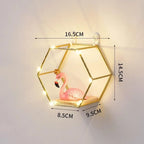 Wall Shelf Iron and Wood Double Hexagon Design