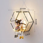 Wall Shelf Iron and Wood Double Hexagon Design