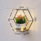 Wall Shelf Iron and Wood Double Hexagon Design