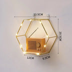 Wall Shelf Iron and Wood Double Hexagon Design