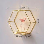 Wall Shelf Iron and Wood Double Hexagon Design