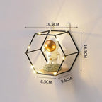 Wall Shelf Iron and Wood Double Hexagon Design