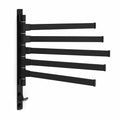 Wall Towel Rack 5 Swivel Arms Black Metal