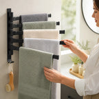 Wall Towel Rack 5 Swivel Arms Black Metal