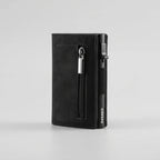Wallet RFID-Blocking Push-Button Leather & Aluminum