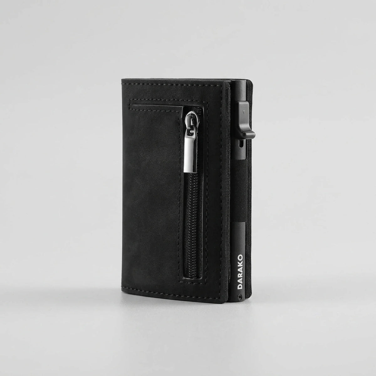 Wallet RFID-Blocking Push-Button Leather & Aluminum