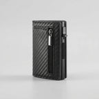 Wallet RFID-Blocking Push-Button Leather & Aluminum