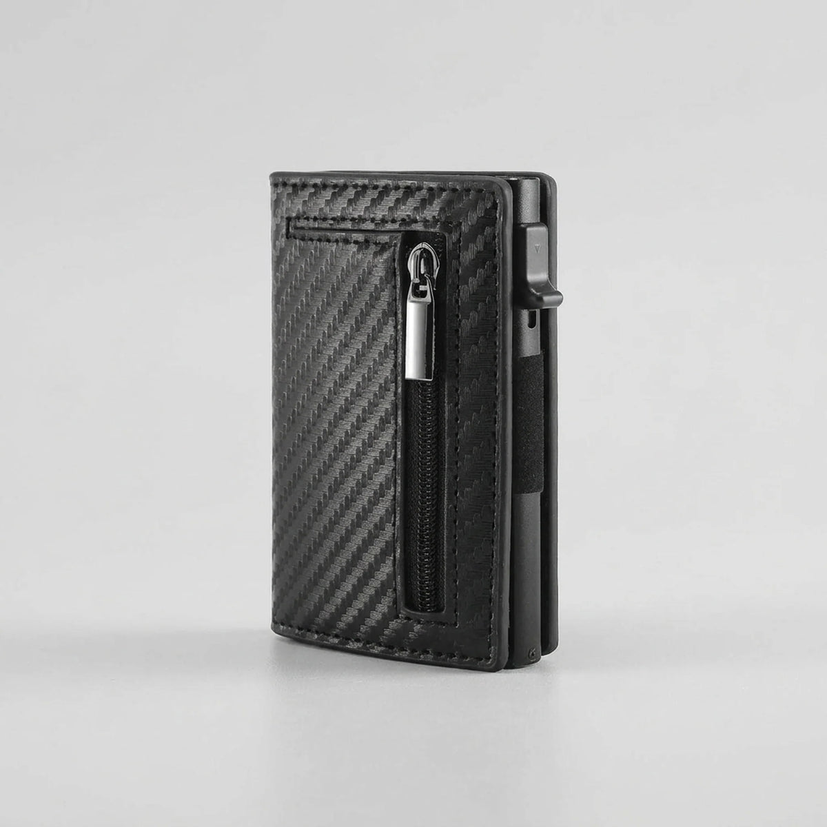Wallet RFID-Blocking Push-Button Leather & Aluminum