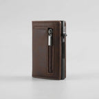 Wallet RFID-Blocking Push-Button Leather & Aluminum
