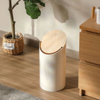Waste Bin Slim Oval Soft-Close Rotating Wooden Lid