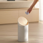 Waste Bin Slim Oval Soft-Close Rotating Wooden Lid