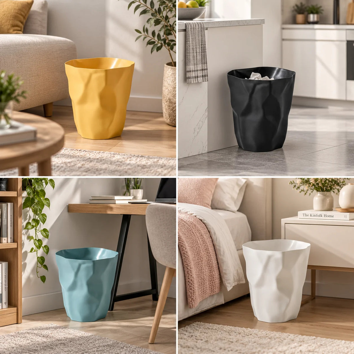 Wastebasket Irregular Folded Space-Saving 12L Capacity