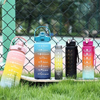 Water Bottle Gradient Leakproof Straw Lid With Time Markers