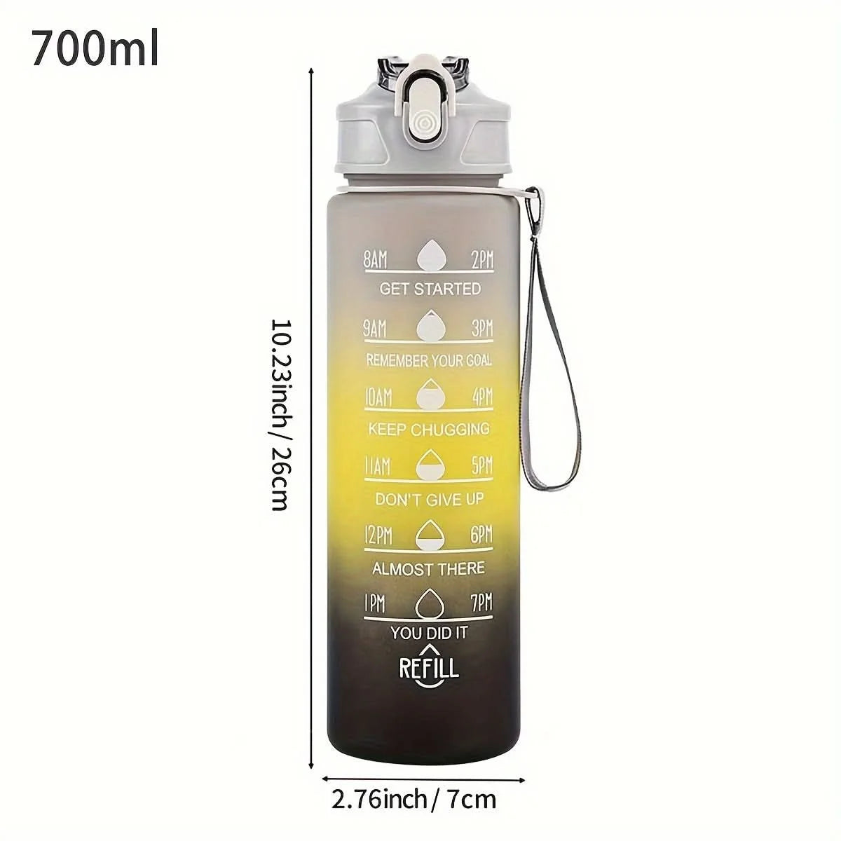 Water Bottle Gradient Leakproof Straw Lid With Time Markers
