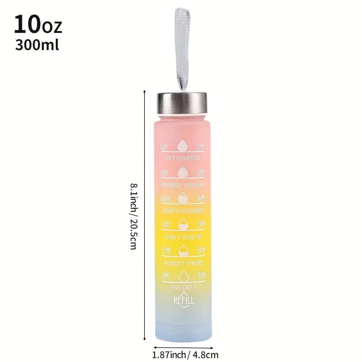 Water Bottle Gradient Leakproof Straw Lid With Time Markers