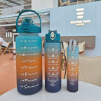 Water Bottle Gradient Leakproof Straw Lid With Time Markers