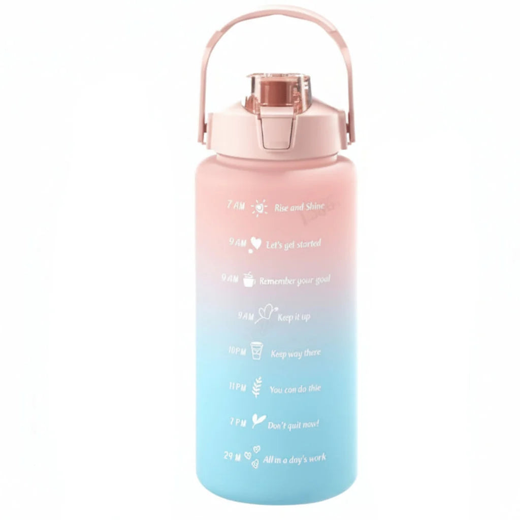Water Bottle Gradient Leakproof Straw Lid With Time Markers