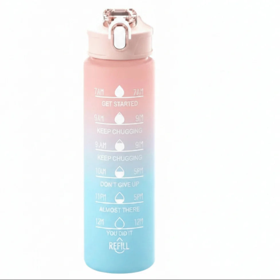 Water Bottle Gradient Leakproof Straw Lid With Time Markers