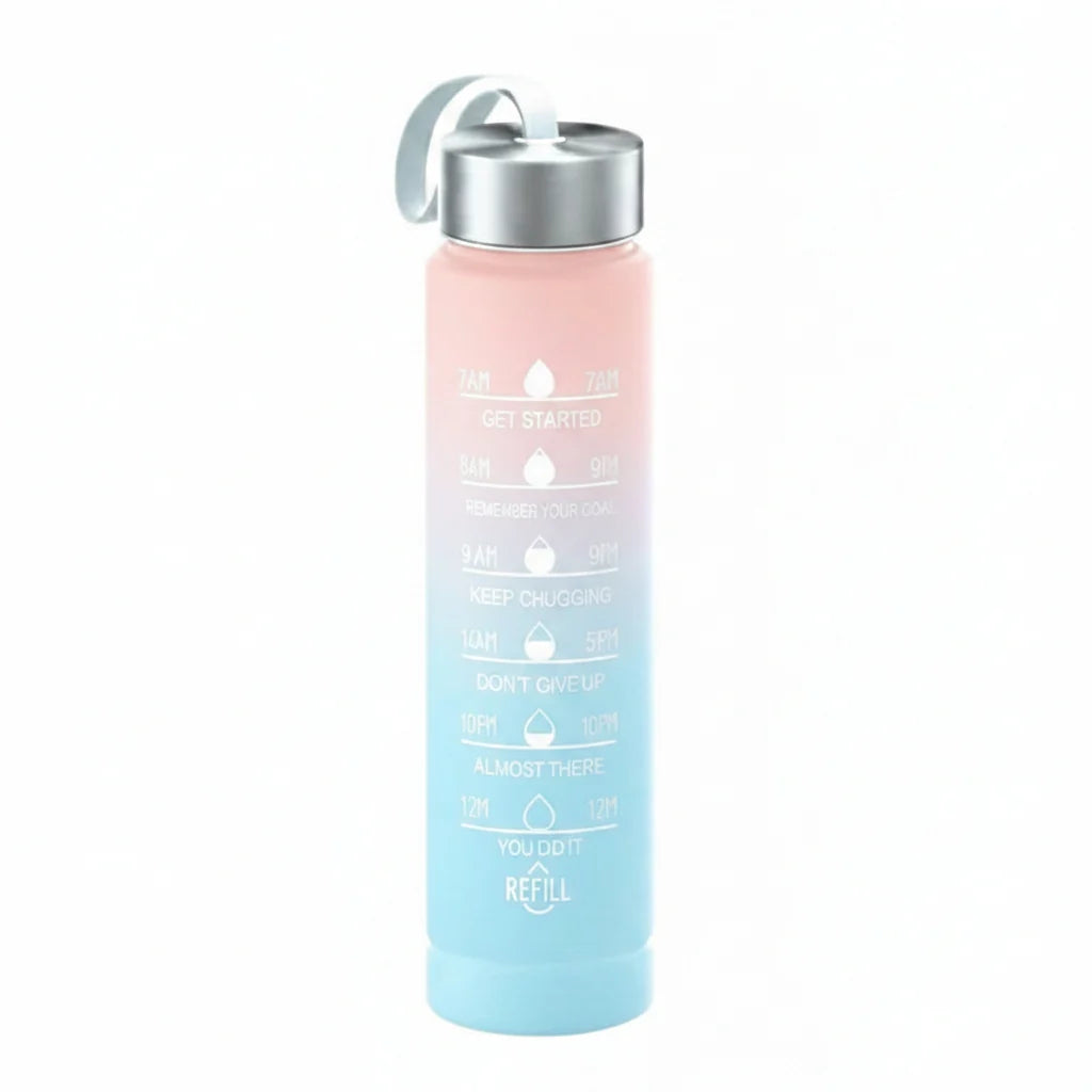 Water Bottle Gradient Leakproof Straw Lid With Time Markers