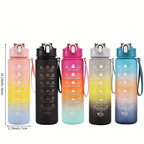 Water Bottle Gradient Leakproof Straw Lid With Time Markers