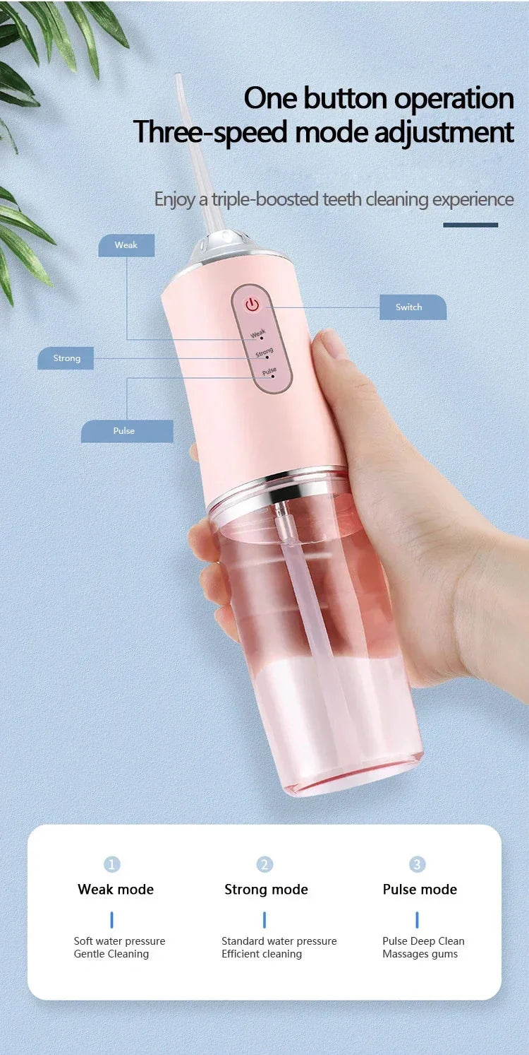 Water Flosser Portable 220ml Tank IPX7 Waterproof