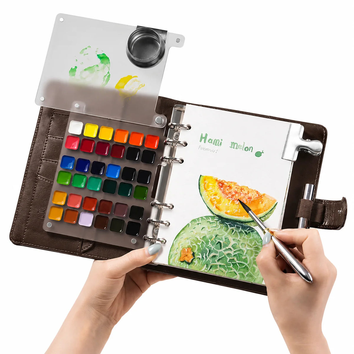 Watercolor Sketchbook 300gsm Cold-Pressed Magnetic Palette & Travel Brush