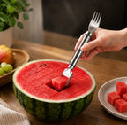 Watermelon Cutter & Fork 2-In-1 Stainless Steel Dishwasher-Safe