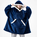 Wearable Blanket Hoodie Sherpa-Lined Oversized Plaid Pullover