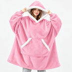 Wearable Blanket Hoodie Sherpa-Lined Oversized Plaid Pullover