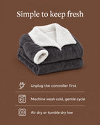 Wearable Heated Blanket Sherpa-Lined Foot Pocket Adjustable Heat Settings