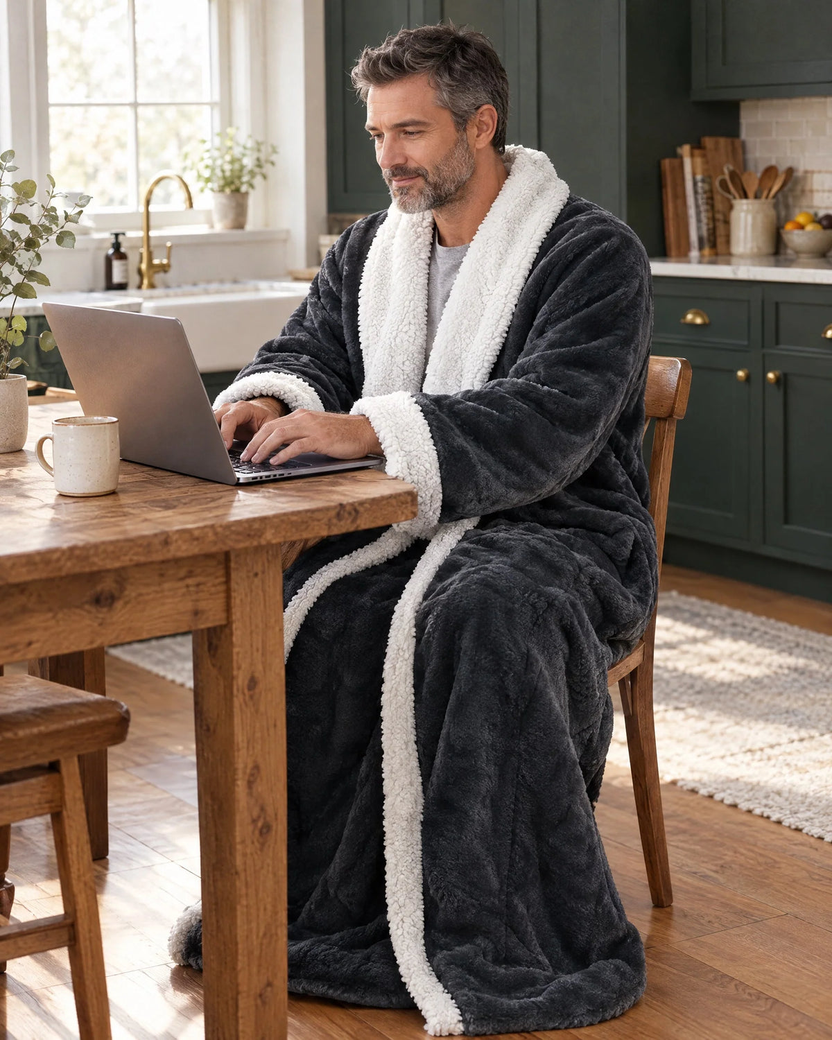 Wearable Heated Blanket Sherpa-Lined Foot Pocket Adjustable Heat Settings