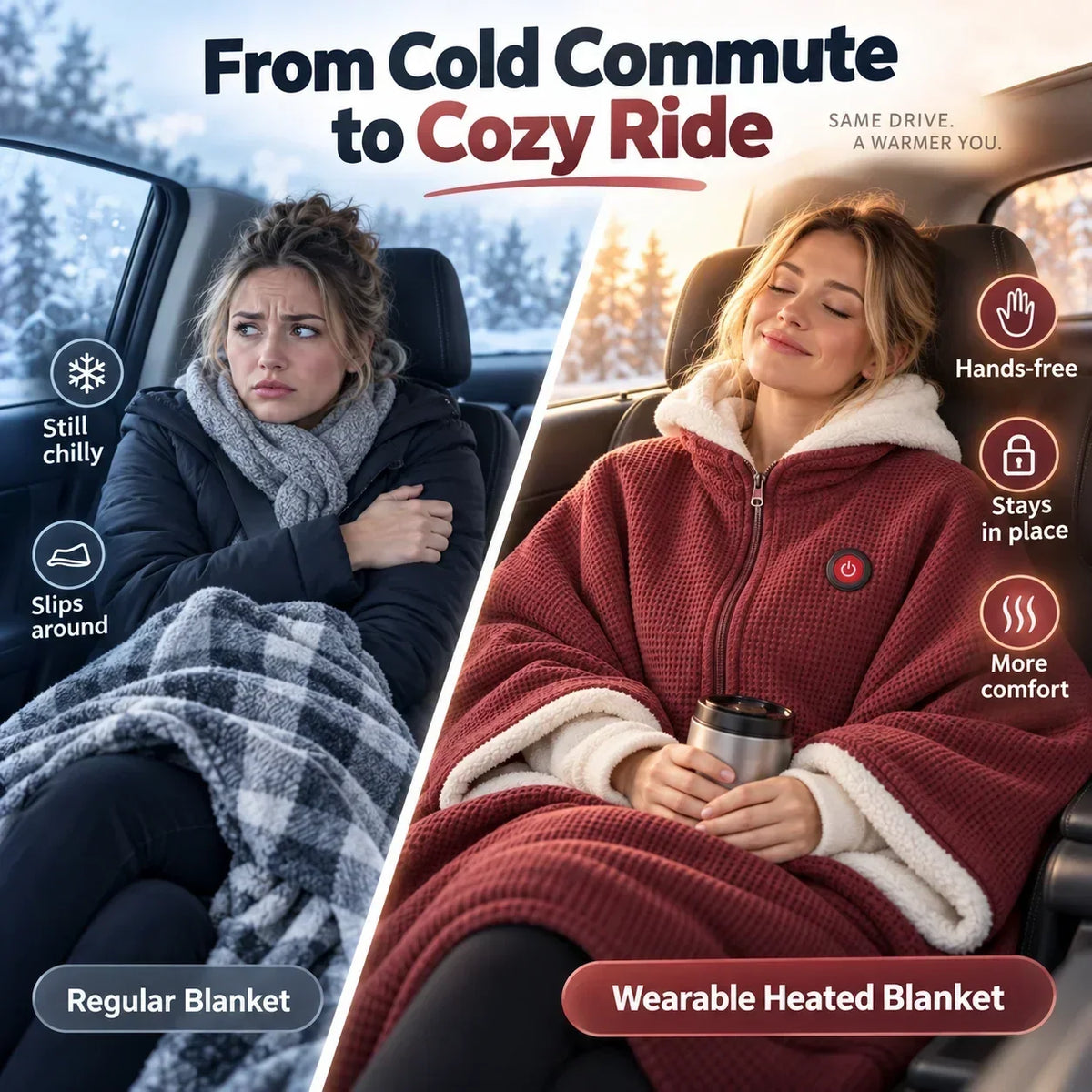 Wearable Heated Blanket USB-Powered 3 Heat Levels