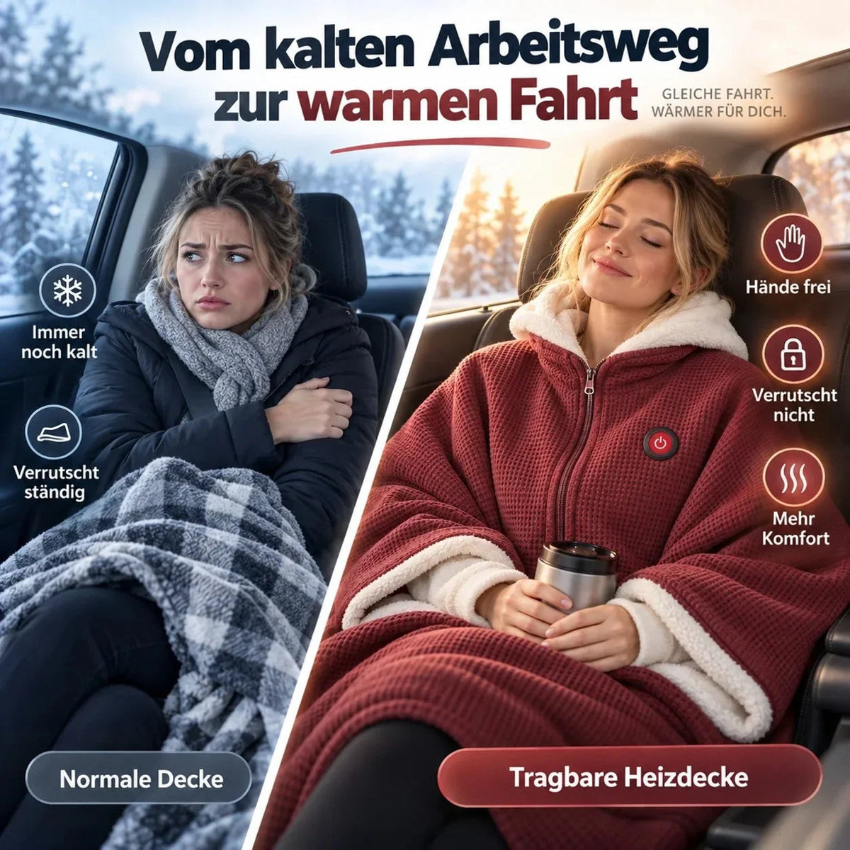 Wearable Heated Blanket USB-Powered 3 Heat Settings