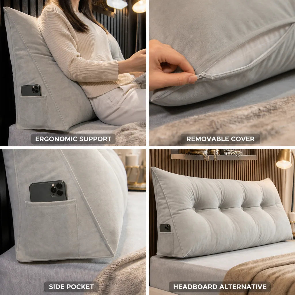 Wedge Pillow Back & Neck Support Removable Washable Cover