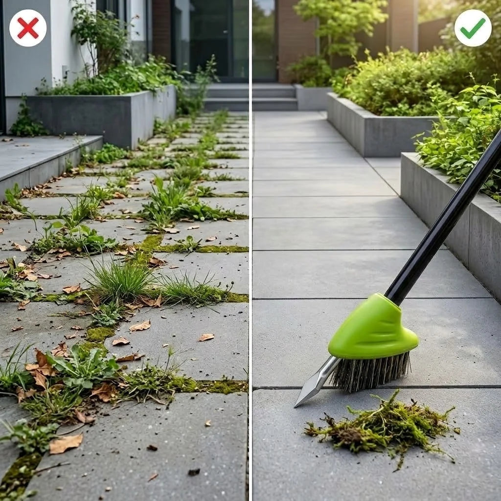 Weed Brush Set 3-in-1 Long Handle Metal Scraper